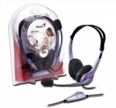 Genius HS-04S, sluchátka s mikrofonem, ovládání hlasitosti, černo-stříbrná, 2x 3.5 mm jack