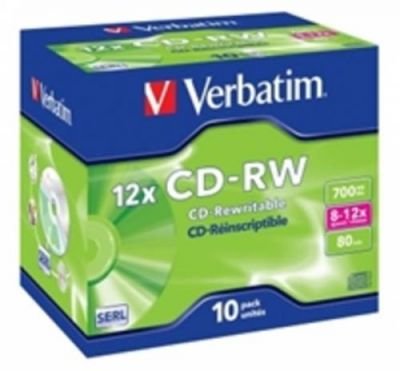 CD-RW 80 min. Verbatim   8-12x jewel box, 10ks/pack