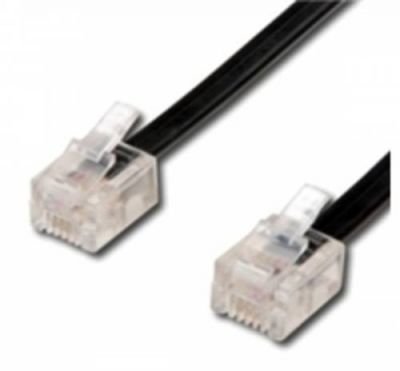 PremiumCord telefonní kabel rovný 6P4C plug - 6P4C plug černý 3m