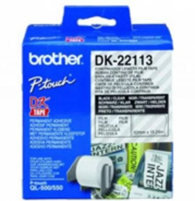 Brother DK-22113 etikety v roli 62 mm x 15.24 m fólie transparentní 1 ks trvalé DK22113 univerzální etikety