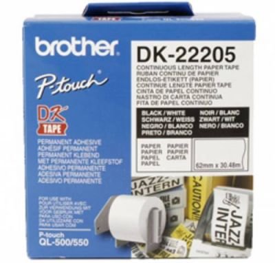 Brother DK-22205 etikety v roli 62 mm x 30.48 m papír bílá 1 ks trvalé DK22205 univerzální etikety