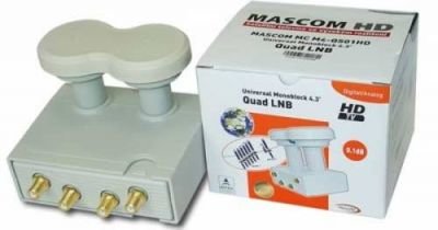 LNB Mascom MCM4QS01HD, Monoblock Quad, Gold 4.3°