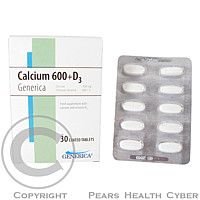 GENERICA spol. s r.o. GENERICA Calcium 600 + D3 tbl 1x30 ks 30 ks