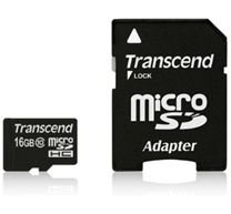 Transcend Micro SDHC karta 16GB Class 10 + Adaptér