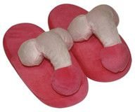 Penispuschen pink - růžové plyšové pantofle s penisem
