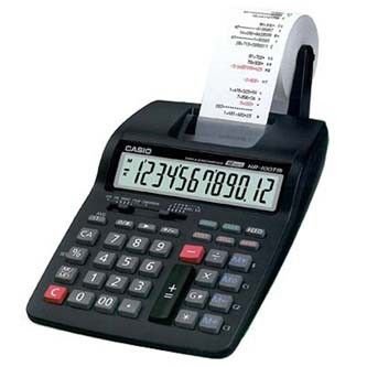 Kalkulačka Casio, HR 100 TM (w), černá, Přenosná stolní kalkulačka s tiskem,dvanáctimístná