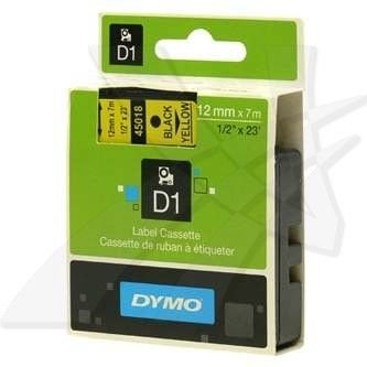 Dymo originální páska do tiskárny štítků, Dymo, 45018, S0720580, černý tisk/žlutý podklad, 7m, 12mm, D1