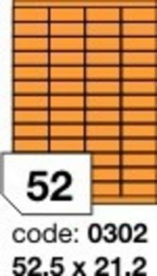 Oranžové fluo etikety Rayfilm R0133.0302D, 52,5x21,2 mm, 300 listů A4, 15600 etiket