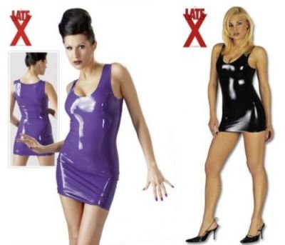 LATEX - mini šaty bez rukávů (černé) - S