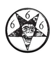 Pentagram s třemi šestkami - button