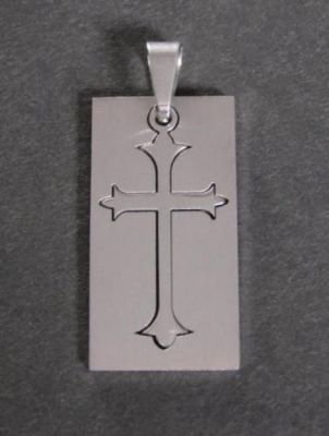 Kříž v obdélníku - ocelový přívěsek