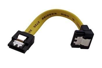 SATA III kabel 6 Gb/s, 0,1m se západkami žlutý lomený