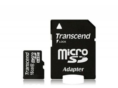 Transcend 16GB microSDHC (Class 6) paměťová karta (s adaptérem)