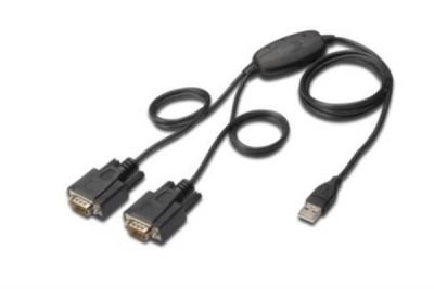 Digitus převodník USB 2.0 na 2x sériový port, RS232, DSUB 9M, 1,5m