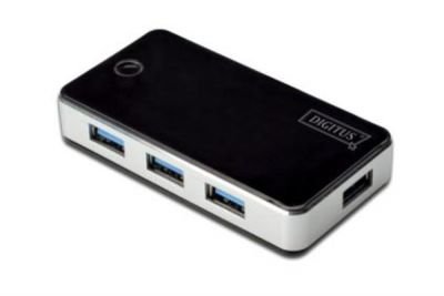 Digitus USB 3.0 Hub 4-port + napájecí zdroj, černý