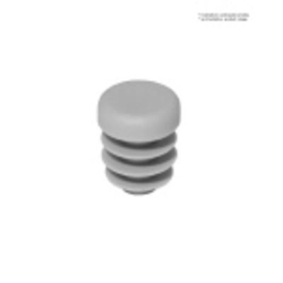 Žebrovaná kulatá plastová zátka - plochá pr.12 mm šedá erodovaná, na hranoly, jekly, sloupky a trubky