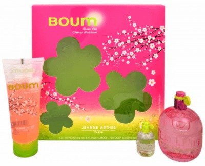 Jeanne Arthes Boum Green Tea Cherry Blossom - parfémová voda s rozprašovačem 100 ml + sprchový gel 100 ml + parfémová voda 7 ml