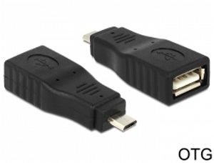 Delock Adapter USB micro-B samec > USB 2.0-A samice OTG, celý v pouzdru