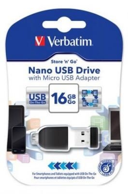 VERBATIM flashdisk 16GB USB 2.0 Store n Go NANO OTG + microUSB adaptér