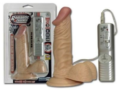 Vibrátor s přísavkou a varlaty na ovládání - Romantic Charmer