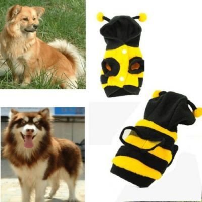 Bumblebee Halloween Costume Clothes Apparel Dress Up for Middle Big Pet Dog-Yellow and black