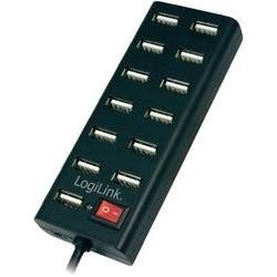 USB 2.0 hub LogiLink, 13-portový, spínač/vypínač