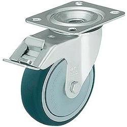 Otočné polyuretanové kolečko s kontrukční deskou a brzdou, Ø 125 mm, Blickle 337907