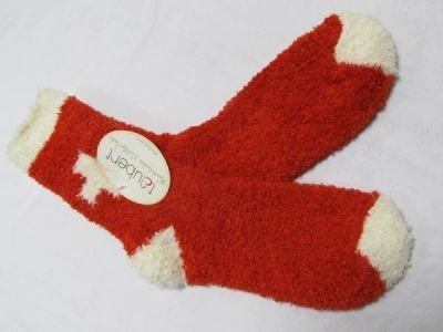 Huňaté ponožky červené červená - uni