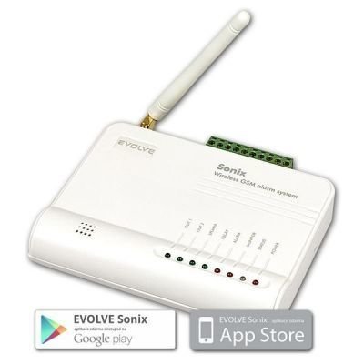 Bezdrátový alarm EVOLVEO Sonix GSM (4ks dálk. ovlád.,PIR čidlo pohybu,čidlo na dveře/okno,externí repro,Android/iPhone)