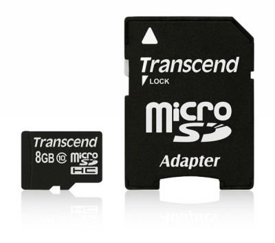 Paměťová karta Transcend MicroSDHC 8GB Class10 + adapter