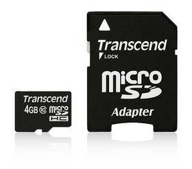 Transcend MicroSDHC 4GB Class10 + adapter (TS4GUSDHC10)