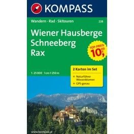 Kompass 228 Wiener Hausberge, Schneeberg, Rax 1:25 000 turistická mapa