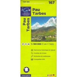 IGN 167 Pau, Tarbes 1:100 000 turistická mapa