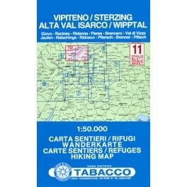 Tabacco 11 Vipiteno/Sterzing, Alta Val Isarco/Wipptal 1:50 000 turistická mapa
