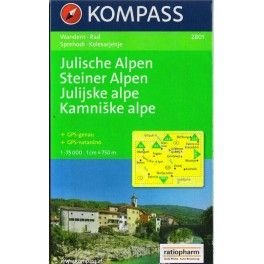 Kompass 2801 Julische Alpen/Julské Alpy, Steiner Alpen 1:75 000 turistická mapa