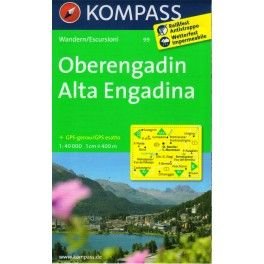 Kompass 99 Oberengadin, Alta Engadina 1:40 000 turistická mapa