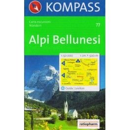 Kompass 77 Alpi Bellunesi 1:50 000 turistická mapa
