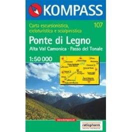 Kompass 107 Ponte di Legno, Alta Val Camonica, Passo del Tonale 1:50 000 turistická mapa