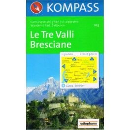 Kompass 103 Le Tre Valli, Bresciane 1:50 000 turistická mapa