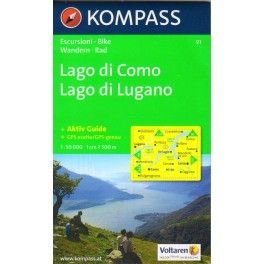 Kompass 91 Lago di Como, Lago di Lugano 1:50 000 turistická mapa