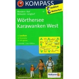 Kompass 61 Wörthersee, Karawanken západ 1:50 000 turistická mapa