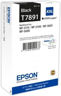 Epson originální ink C13T789140, T789, XXL, black, 4000str., 65ml, 1ks, Epson WorkForce Pro WF-5620DWF, WF-5110DW, WF-5690DWF