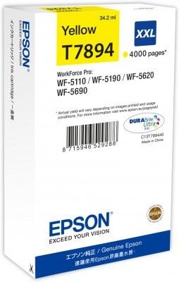Epson originální ink C13T789440, T789, XXL, yellow, 4000str., 34ml, 1ks, Epson WorkForce Pro WF-5620DWF, WF-5110DW, WF-5690DWF