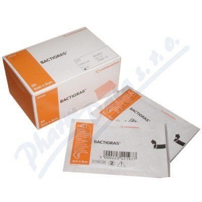 KRYTÍ BACTIGRAS 5X5CM 0,5%CHLORHEXIDINACETÁT,50KS - II. jakost