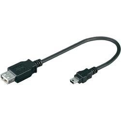 USB 2.0 kabel, USB 2.0 zástrčka mini-B ⇔ USB 2.0 zásuvka A, černá, 0,2 m