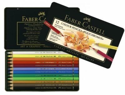 Pastelky Faber-Castell Polychromos v plechové krabičce - 12 barev