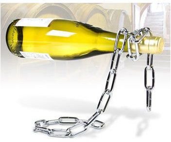 Řetězový držák na víno - stříbrný