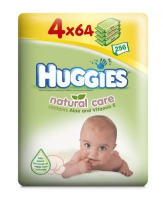 HUGGIES vlhčené ubrousky Natural Care Quatro Pack (64x4)