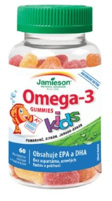 JAMIESON Omega-3 Kids Gummies želatin.pastil.60ks