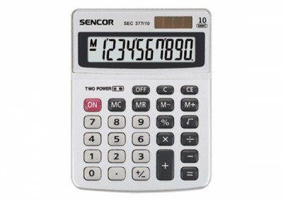 Kalkulátor Sencor SEC 377/ 10 DUAL stolní, baterie+solární napájení